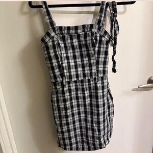 Hollister Black and White Plaid Mini Dress